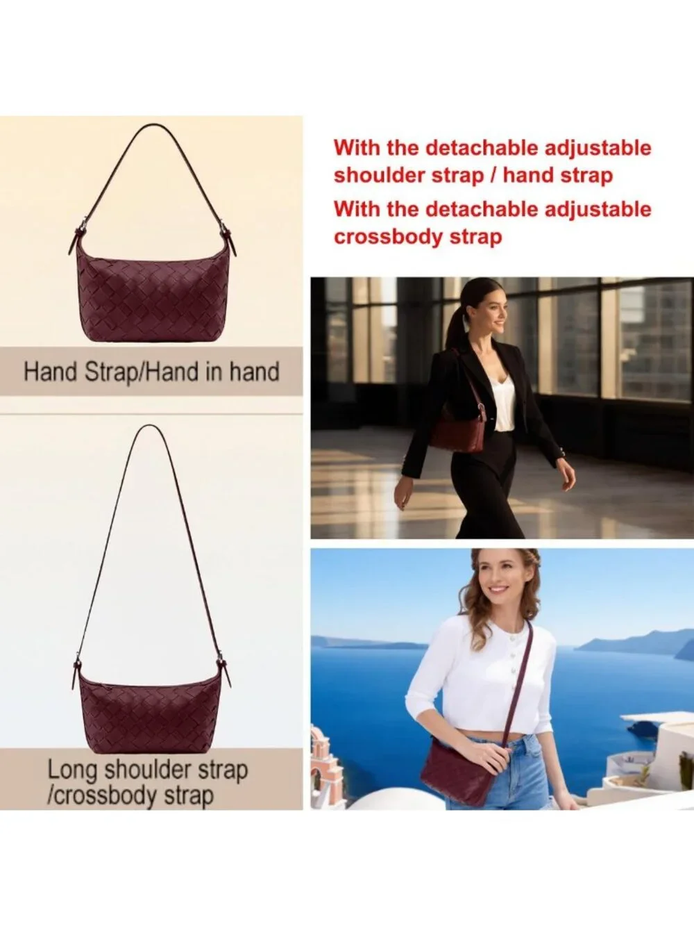 Stylish Woven Faux Leather Hobo Bag - Soft Shoulder Handbag for Work & Travel